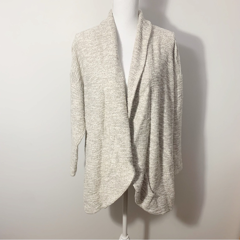 Talbots Cream black & metallic flecks with Pockets Open Cardigan 3XP